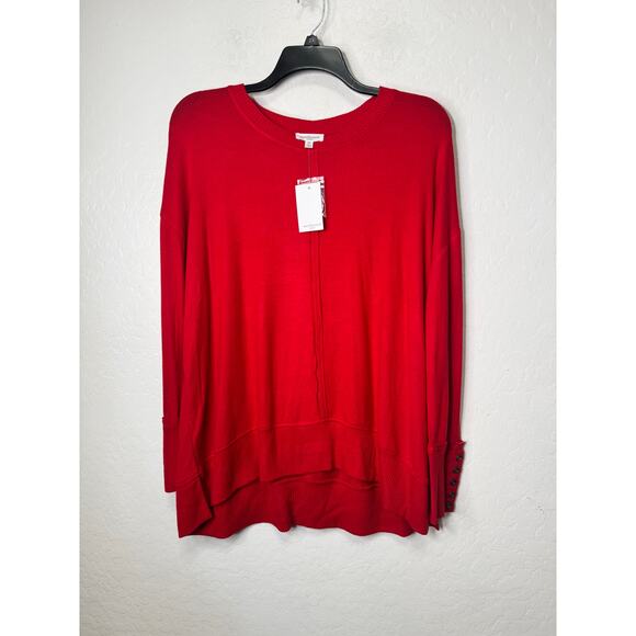 Westbound Womens Red Long Sleeve Sweater Tunic Size 1X Button Detail NEW - Picture 1 of 5